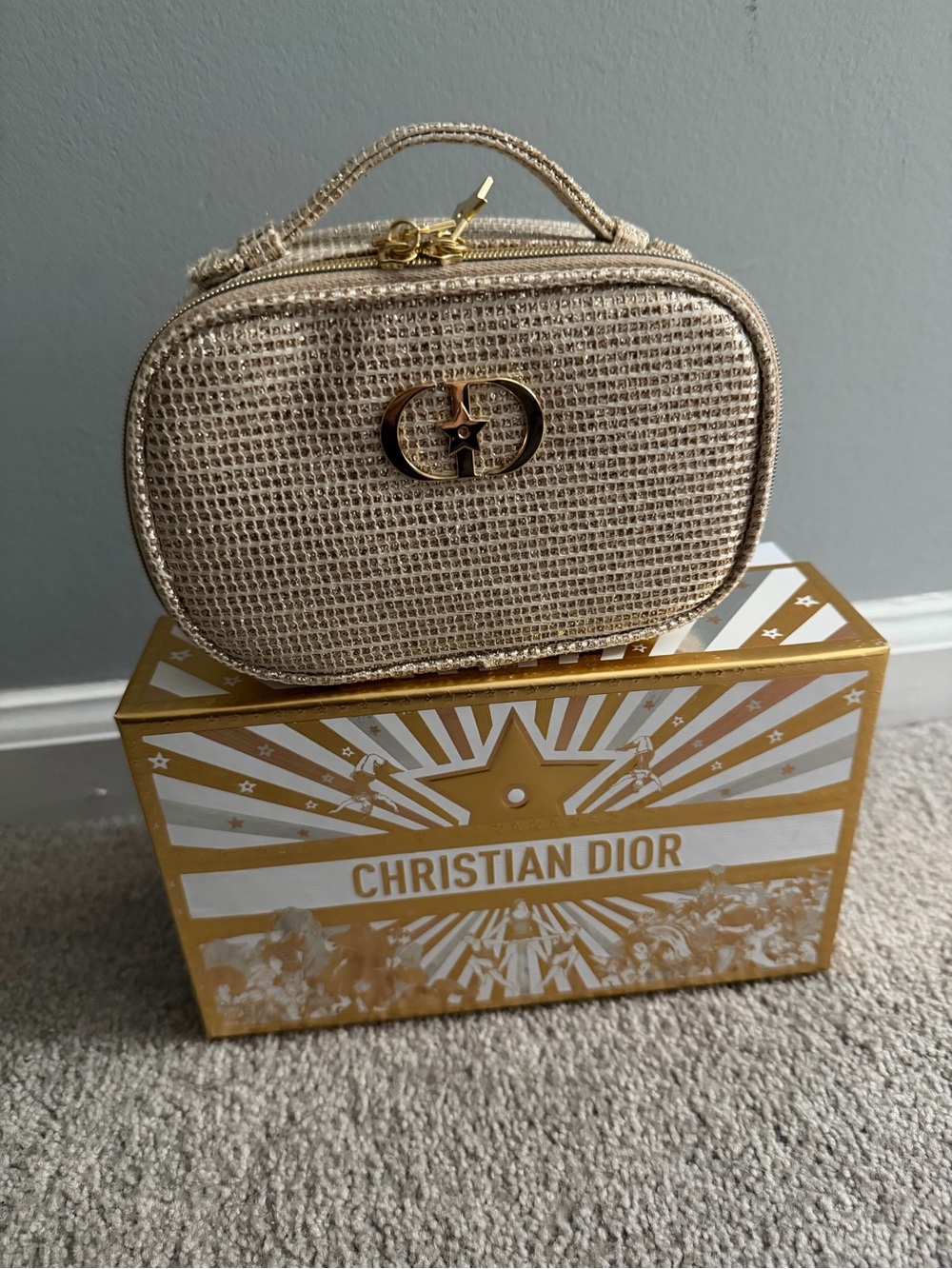 Dior Metallic Gold Woven Mini Vanity Case